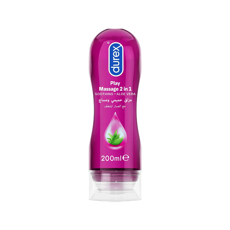 Durex Play Massage 2-In-1 Intimate Lube & Massage Gel, Aloe Vera, 200ml