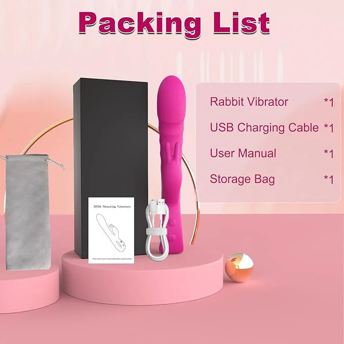 Thrusting Dildo Vibrator Adult Toys for Women - 3 in 1 Rabbit Vibrators Dildos with 5 Thrusting & 10 Vibration Modes, G Spot Vibrator Female Sex Toys Adult Toy for Womens or Couples Sex Toy