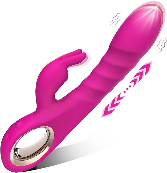 Thrusting Dildo Vibrator Adult Toys for Women - 3 in 1 Rabbit Vibrators Dildos with 5 Thrusting & 10 Vibration Modes, G Spot Vibrator Female Sex Toys Adult Toy for Womens or Couples Sex Toy